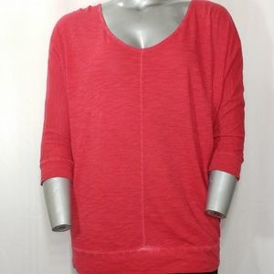 Lane Bryant Red Distressed 3/4 Scoop Neck T-Shirt